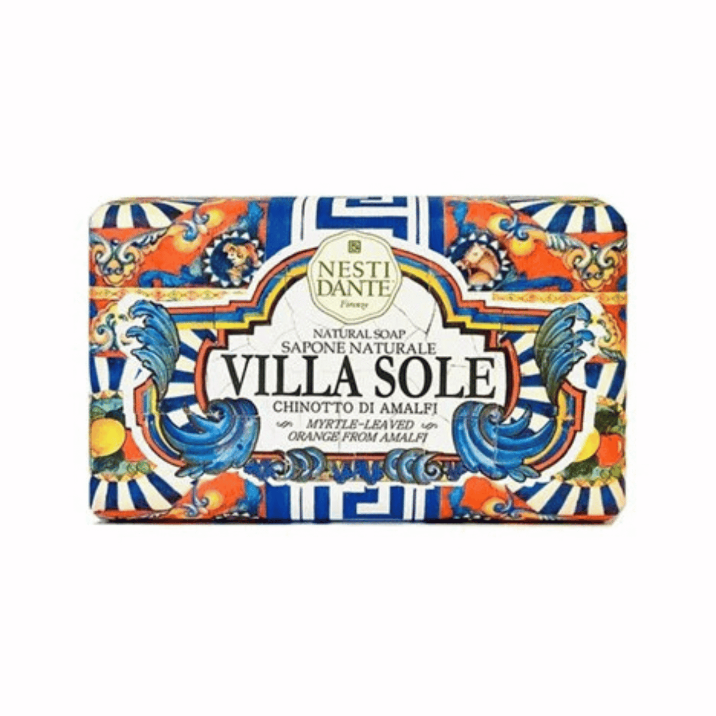 Primary Image of Villa Sole Myrtle and Orange Bar Soap, multi colored paper wrapped bar soap