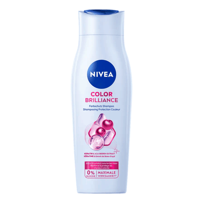 Primary Image of Color Brilliance Shampoo, light blue shampoo bottle with German writing