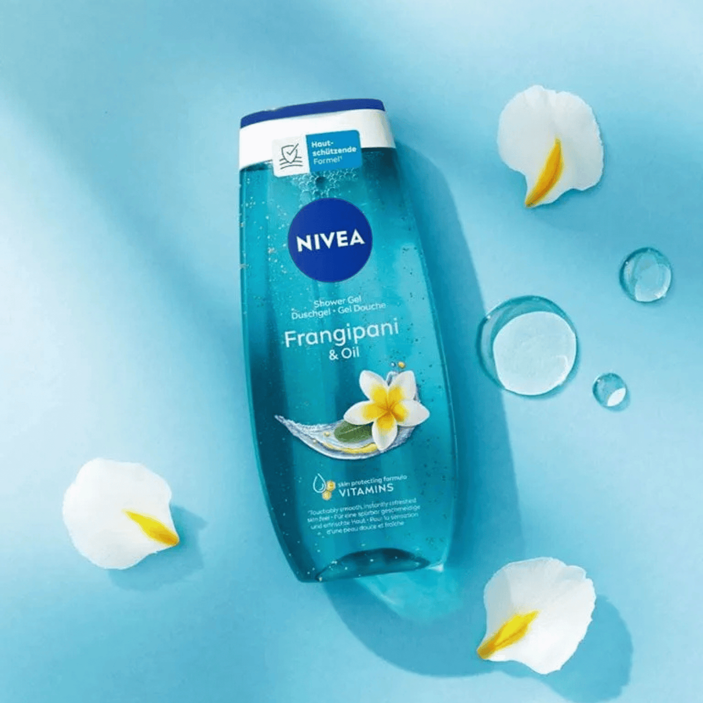 Alternate Image of Frangipani and Oil Shower Gel, clear shower gel bottle with blue shower gel