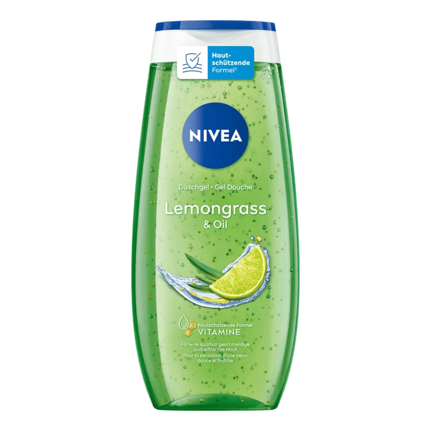 Primary Image of Lemongrass and Oil Shower Gel, clear bottle with green shower gel
