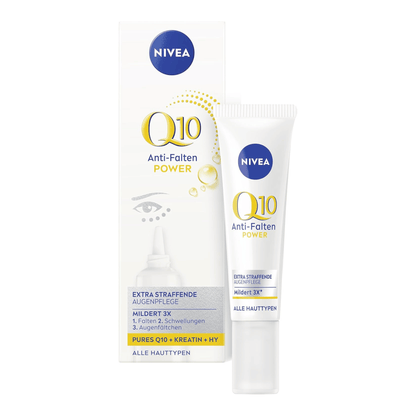 Primary Image of Q10 Anti-Wrinkle Power Eye Cream, white eye cream tube and box with German writing