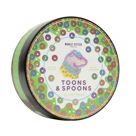 Primary Image of Toons & Spoons Shave Soap, illustrated  aftershave jar