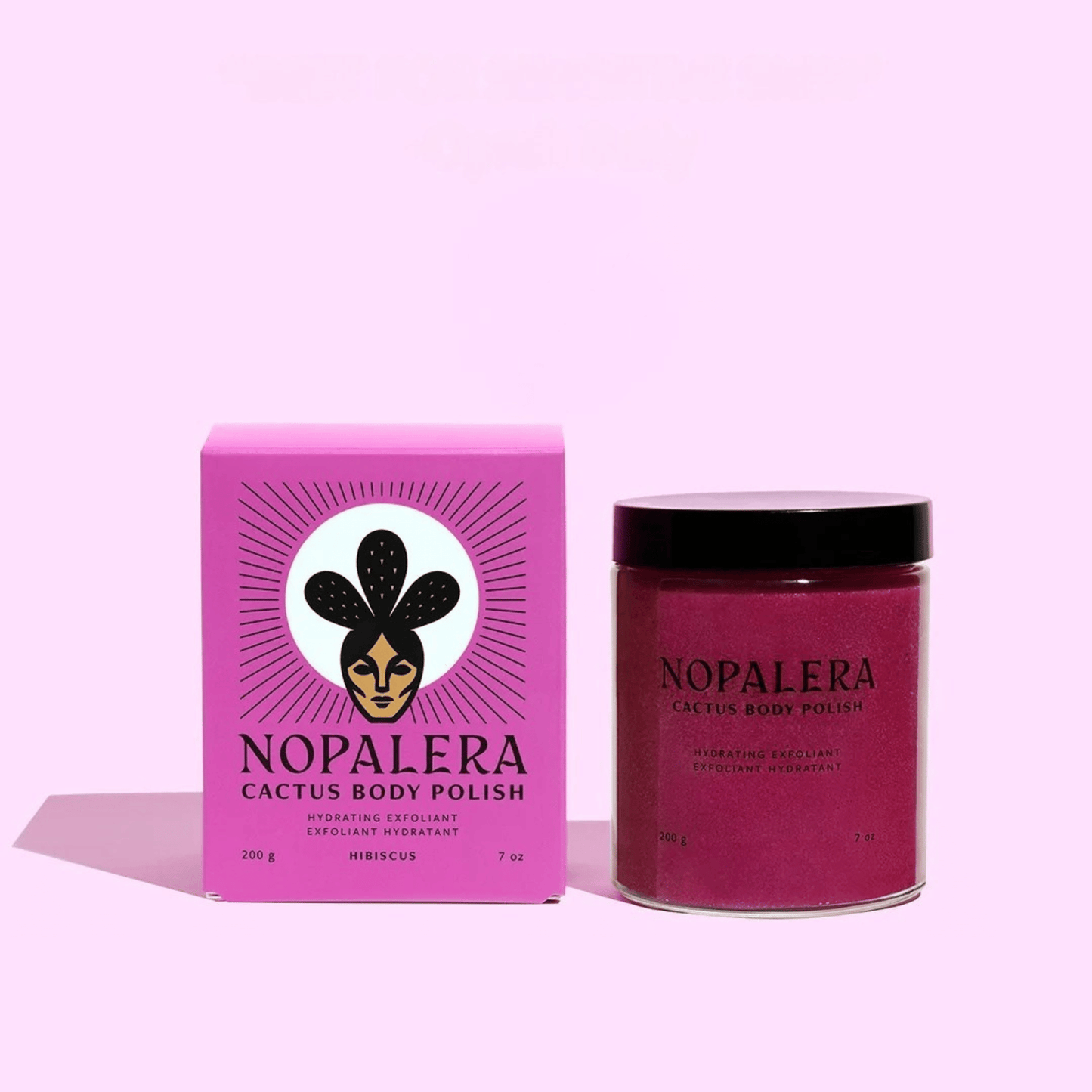 Atlernate Image of Hibiscus Cactus Body Polish, fuschia body scrub in container