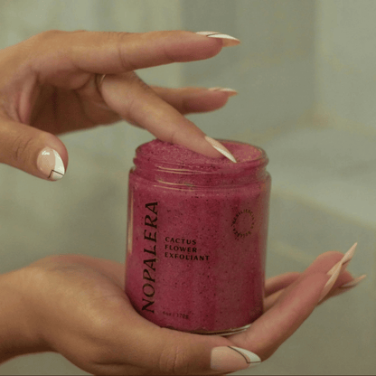 Atlernate Image of Hibiscus Cactus Body Polish, fuschia body scrub in container