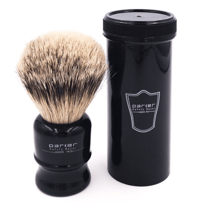 Parker Black Silvertip Badger Travel Shave Brush TRAVBHST (2 piece) #10068059