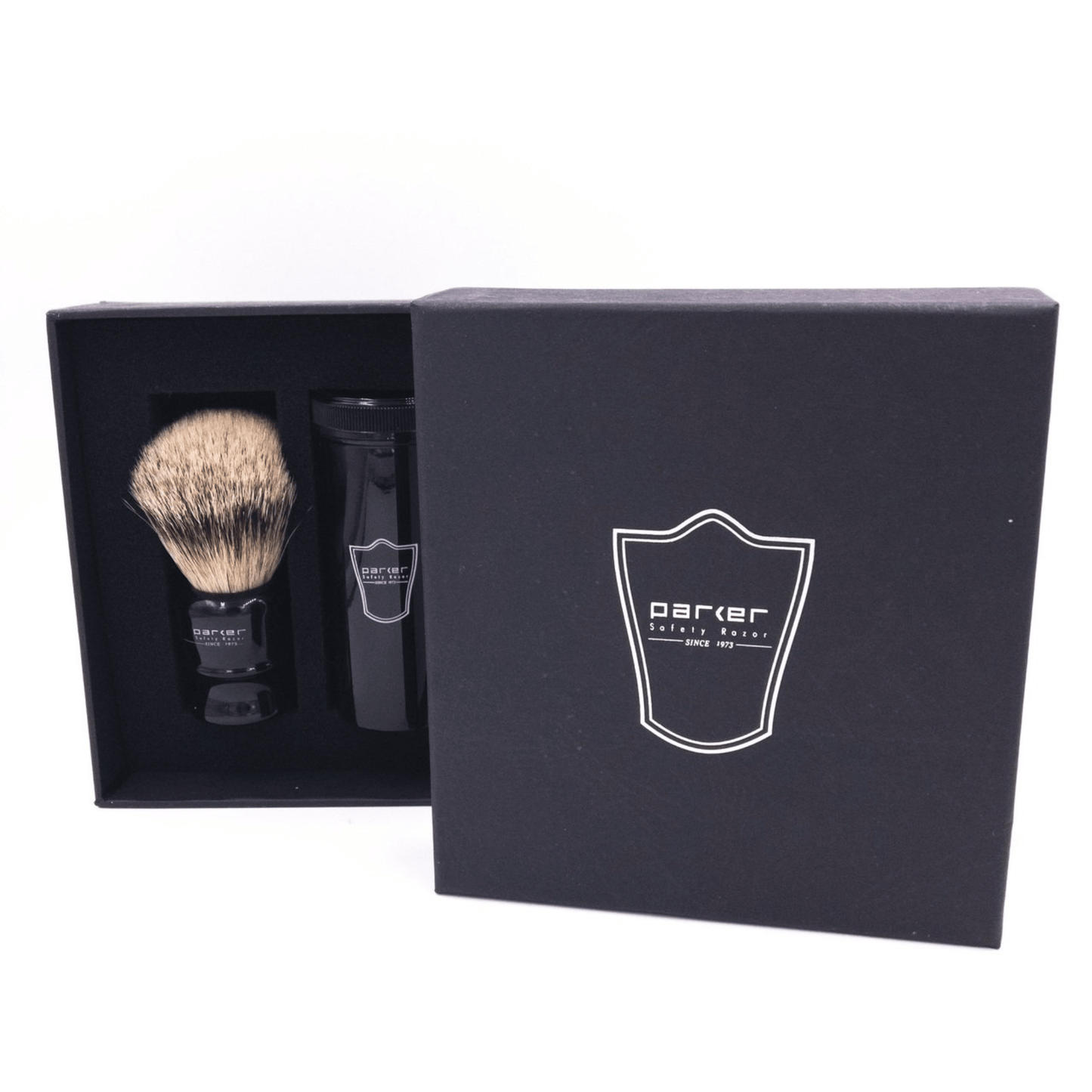 Parker Black Silvertip Badger Travel Shave Brush TRAVBHST (2 piece) #10068059