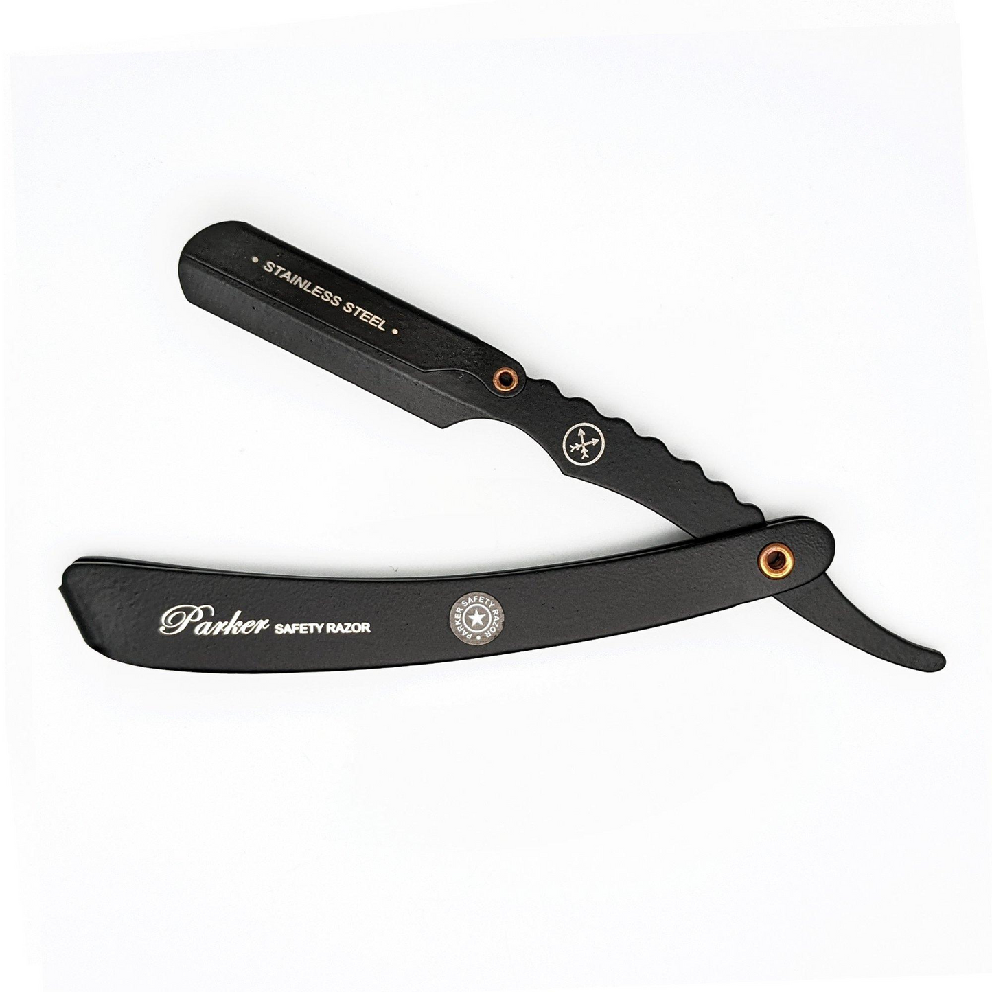 alternate image of parker stainless steel black adjustable barber razor 