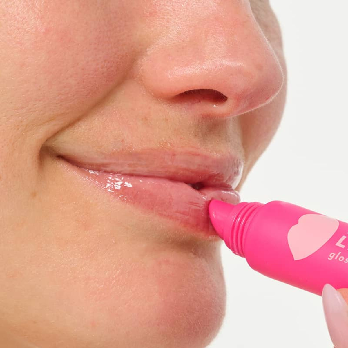 Alternate Image of Lip Service Gloss to Balm Treatment, pink tube and model
