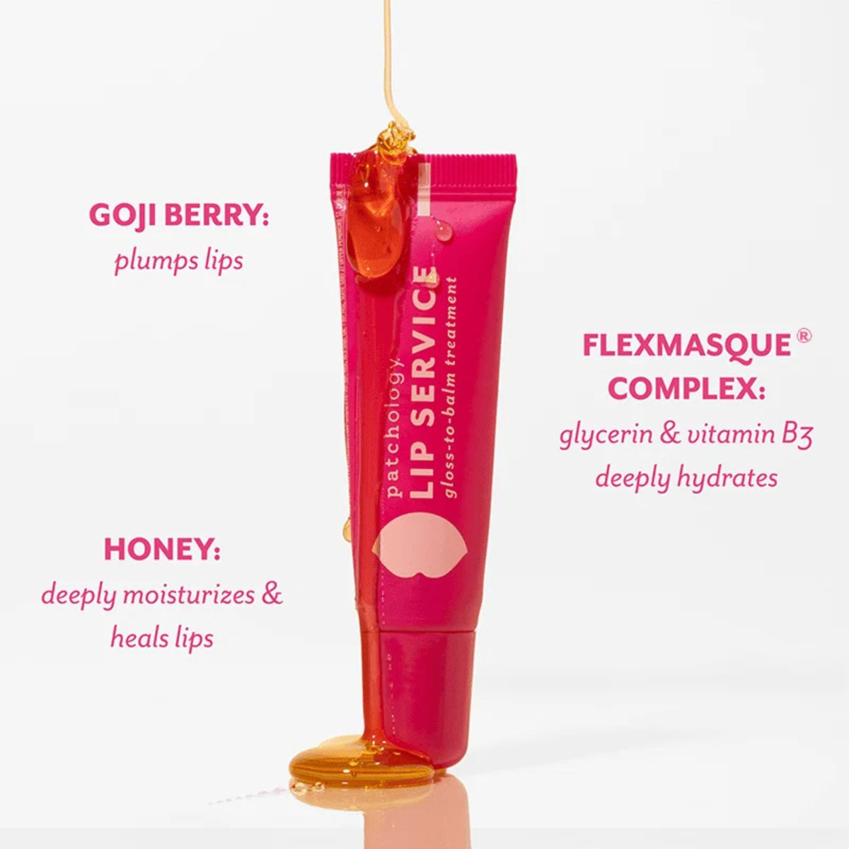 Alternate Image of Lip Service Gloss to Balm Treatment, pink tube and ingredients