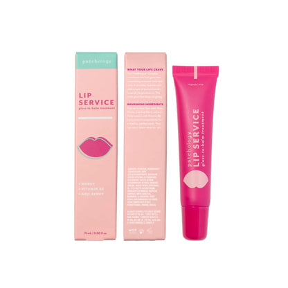 Alternate Image of Lip Service Gloss to Balm Treatment, pink tube and model