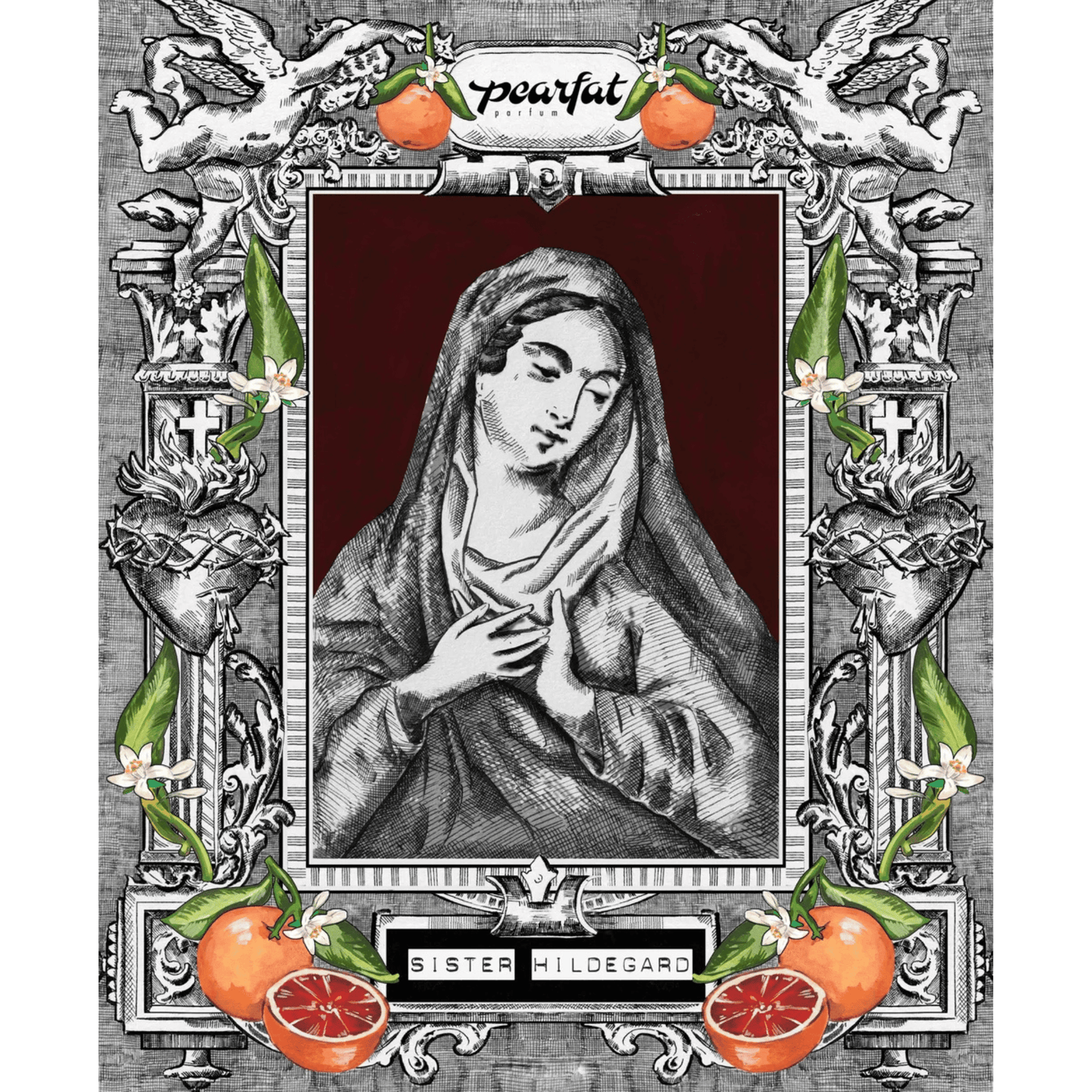 Atlernate Image of Limited Edition Sister Hildegard EDP, perfumer bottle with sticker letters