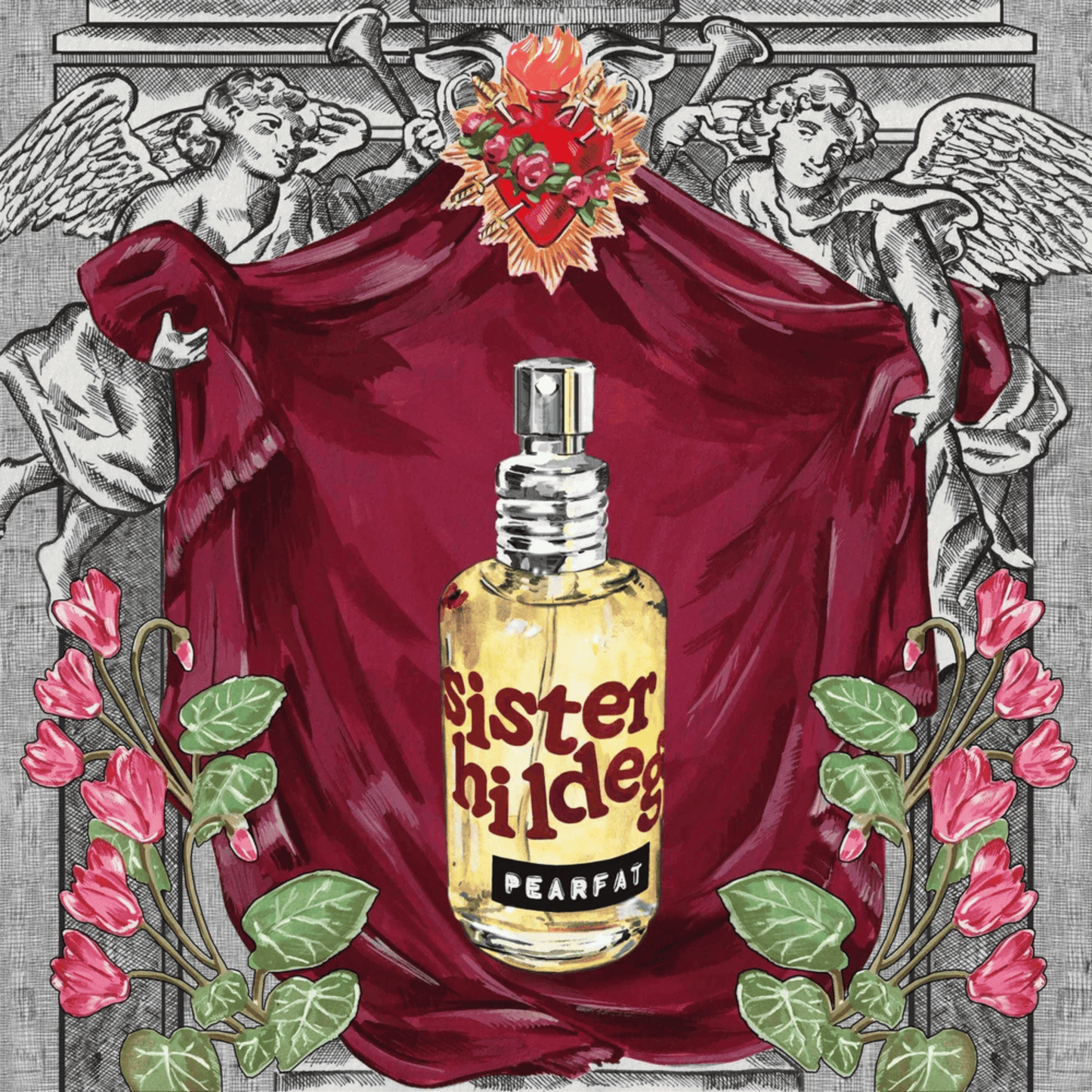 Atlernate Image of Limited Edition Sister Hildegard EDP, perfumer bottle with sticker letters