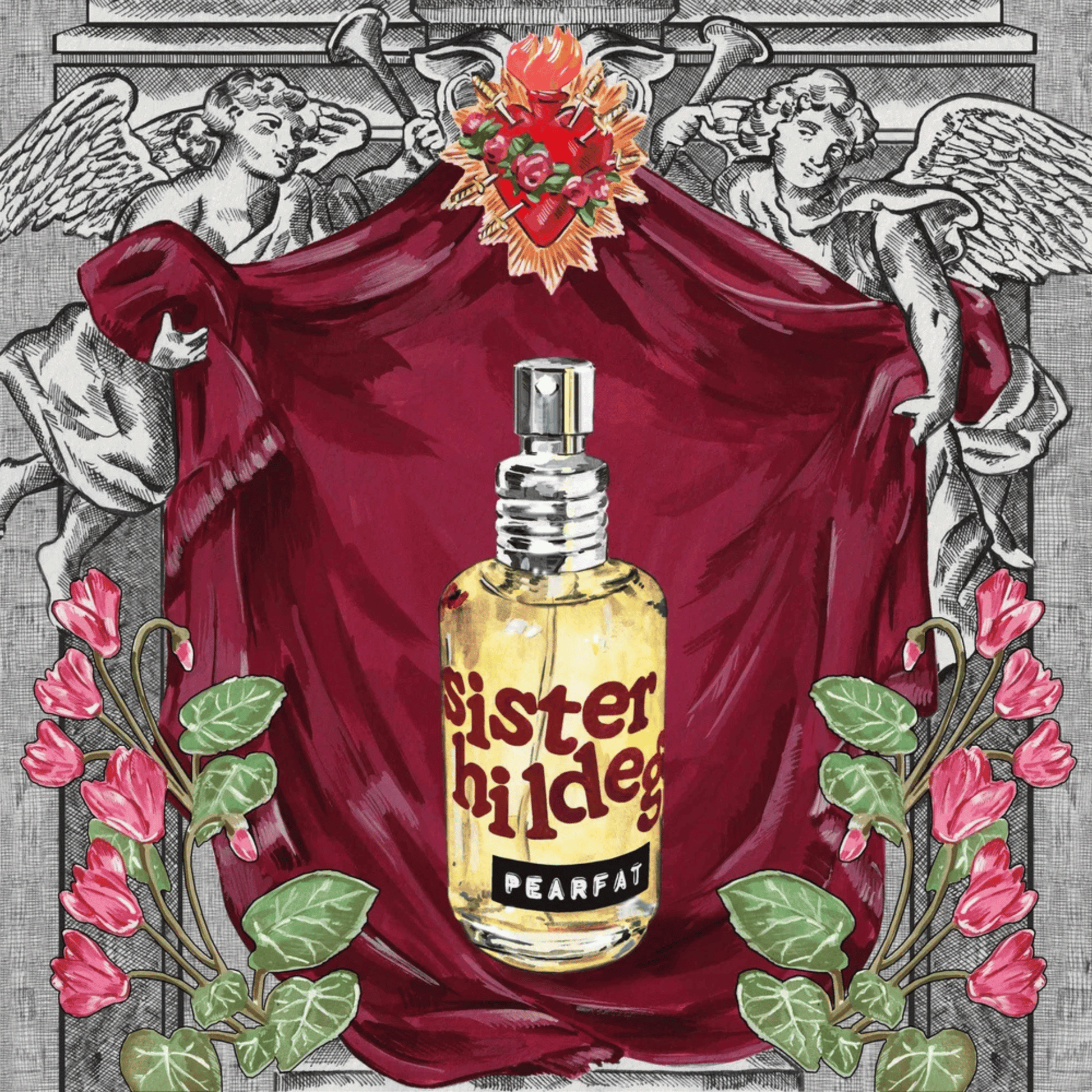 Atlernate Image of Limited Edition Sister Hildegard EDP, perfumer bottle with sticker letters