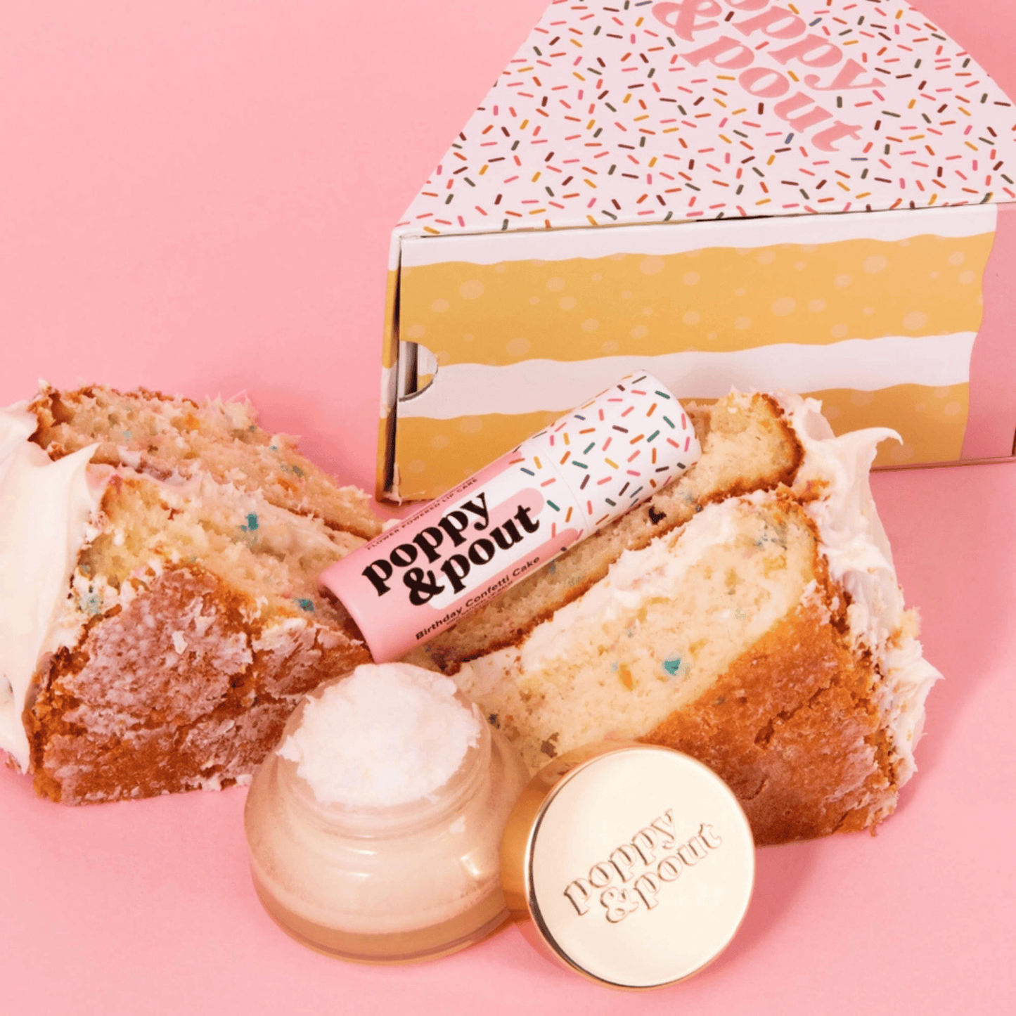 Alternate Image of Birthday Cake Lip Care Duo, cake shaped gift box with lip balm and scrub