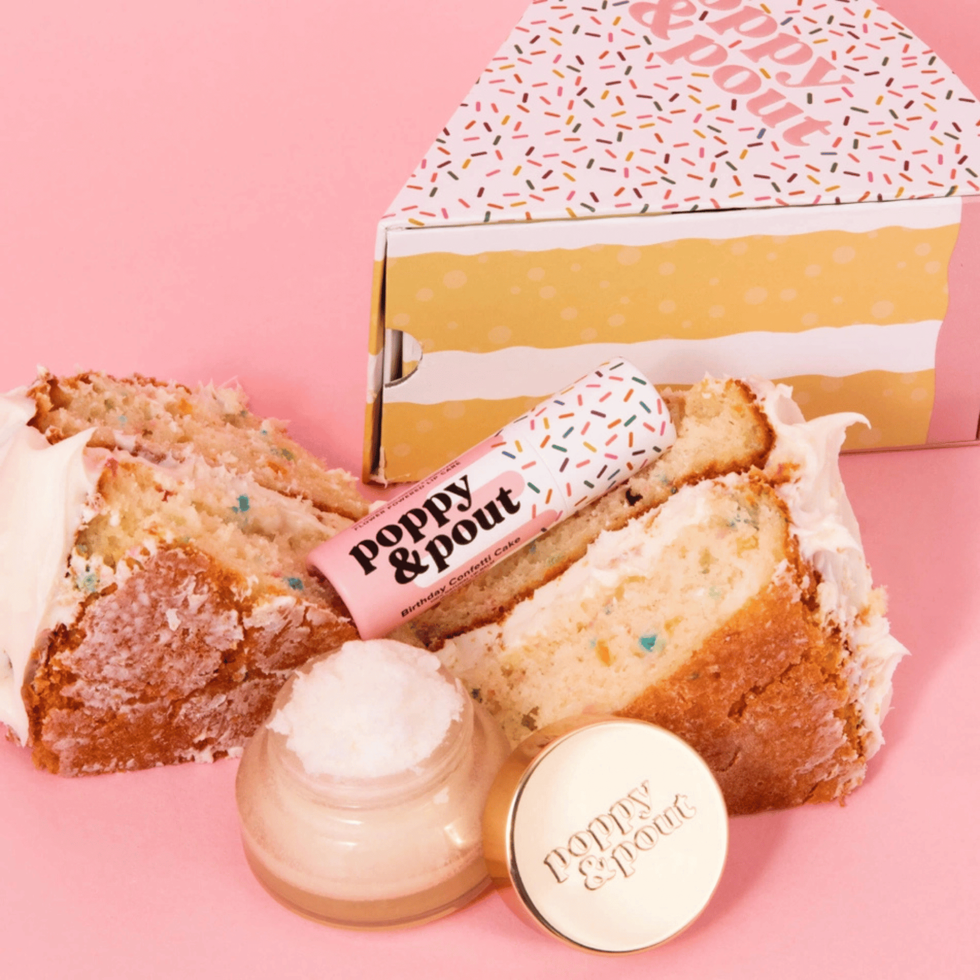 Alternate Image of Birthday Cake Lip Care Duo, cake shaped gift box with lip balm and scrub
