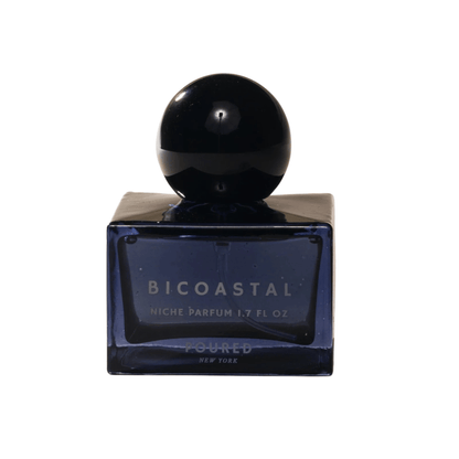 Primary Image of Bicoastal Niche Parfum, dark blue perfume bottle with black top