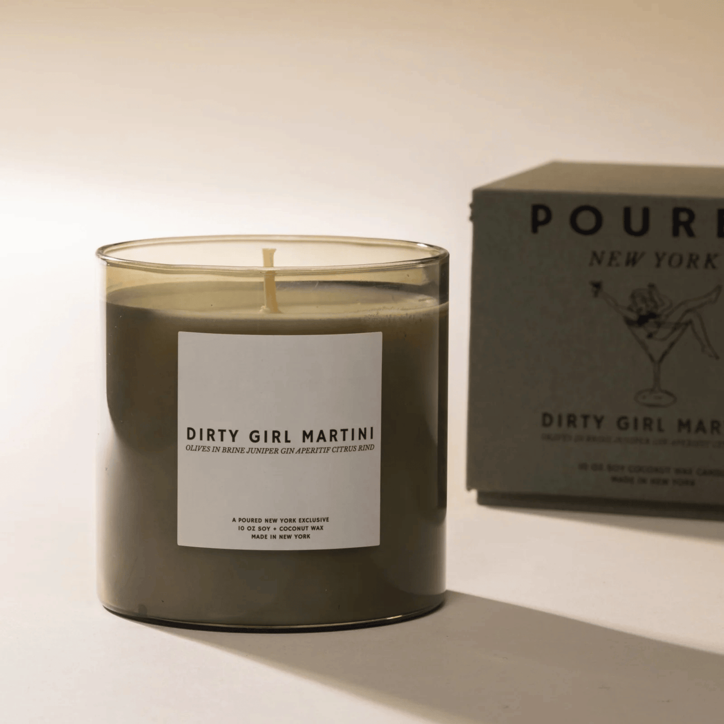 Alternate Image of Dirty Girl Martini Candle, gray glass vessel candle with white label