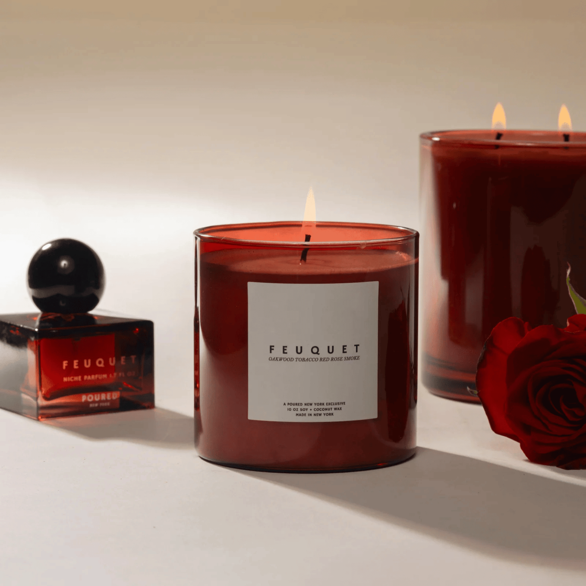 Alternate Image of Feuquet, red square perfume bottle and candle
