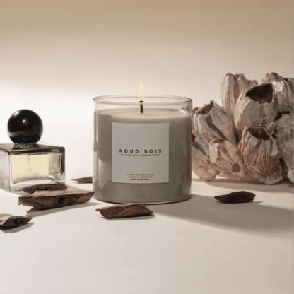 Alternate Image of Noud Bois, gray square perfume bottle and candle
