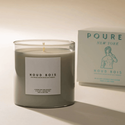 Alternate Image of Noud Bois Candle, gray glass vessel with white label and box