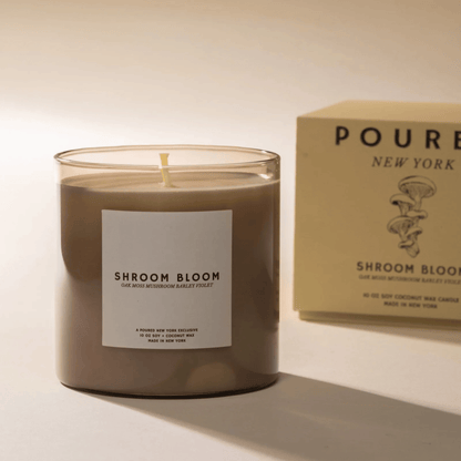 Alternate Image of Shroom Bloom Candle, light brown candle vessel with white label and box