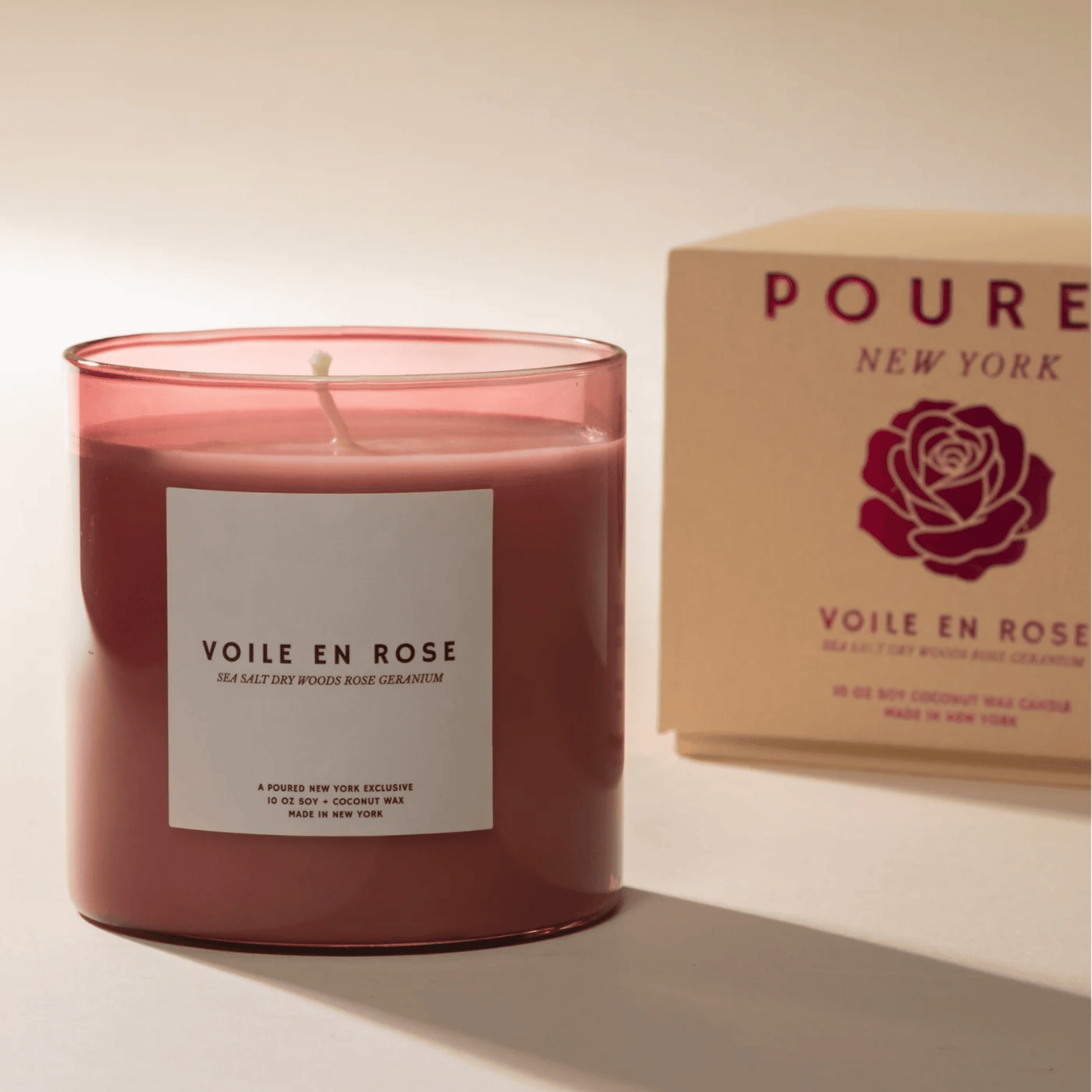 Alternate Image of Voile en Rose Candle, pink candle vessel with white label and box