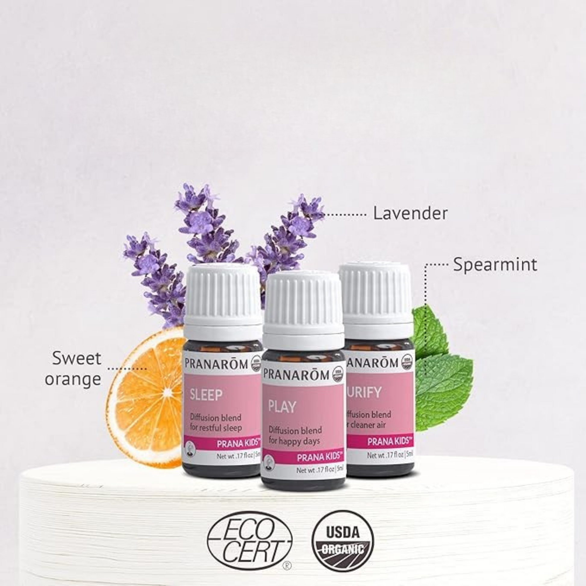 Pranarom Play, Purify, and Sleep Essential Oil Kit (3 x 5 ml