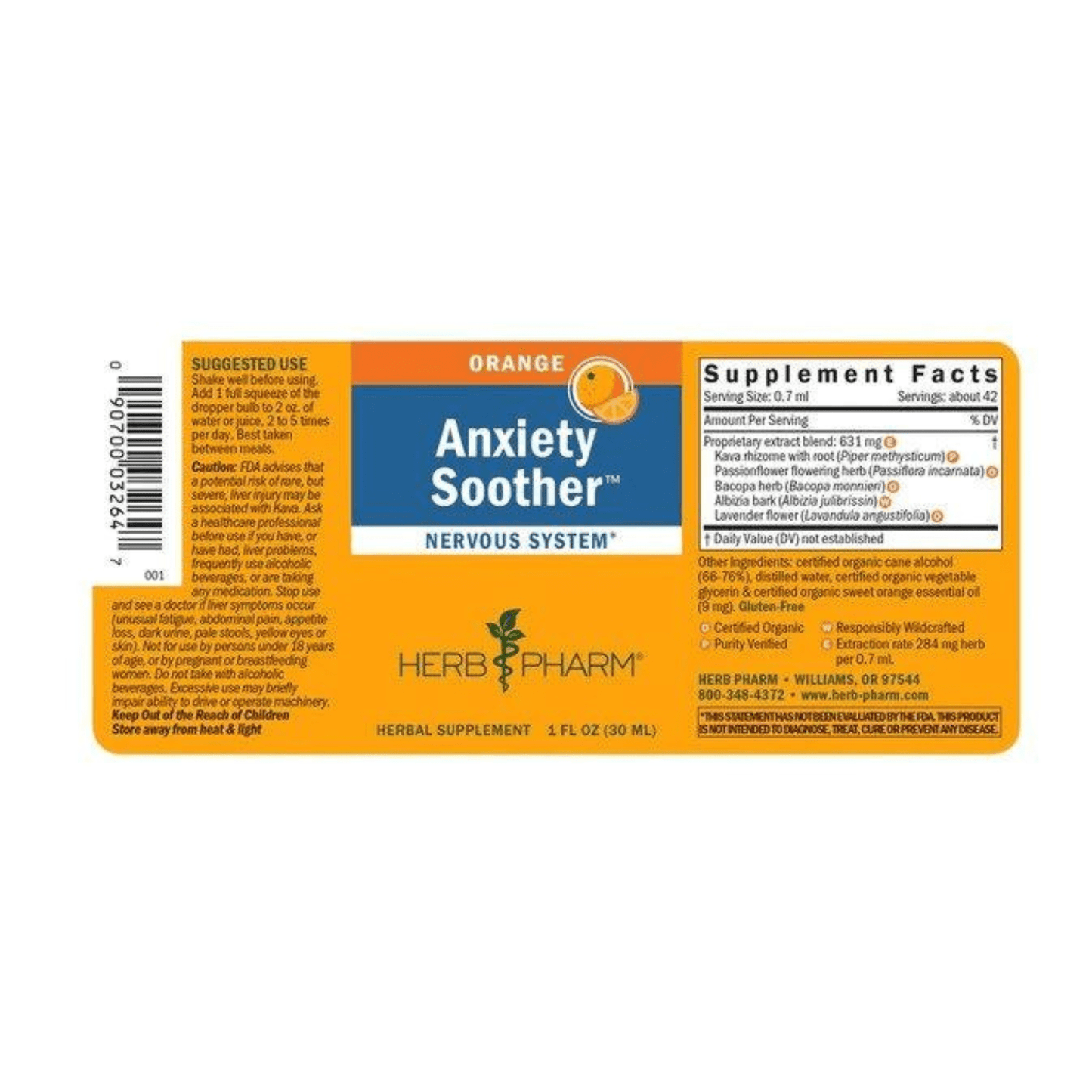 Herb Pharm Anxiety Soother Orange (1 fl oz) 10086588 Smallflower