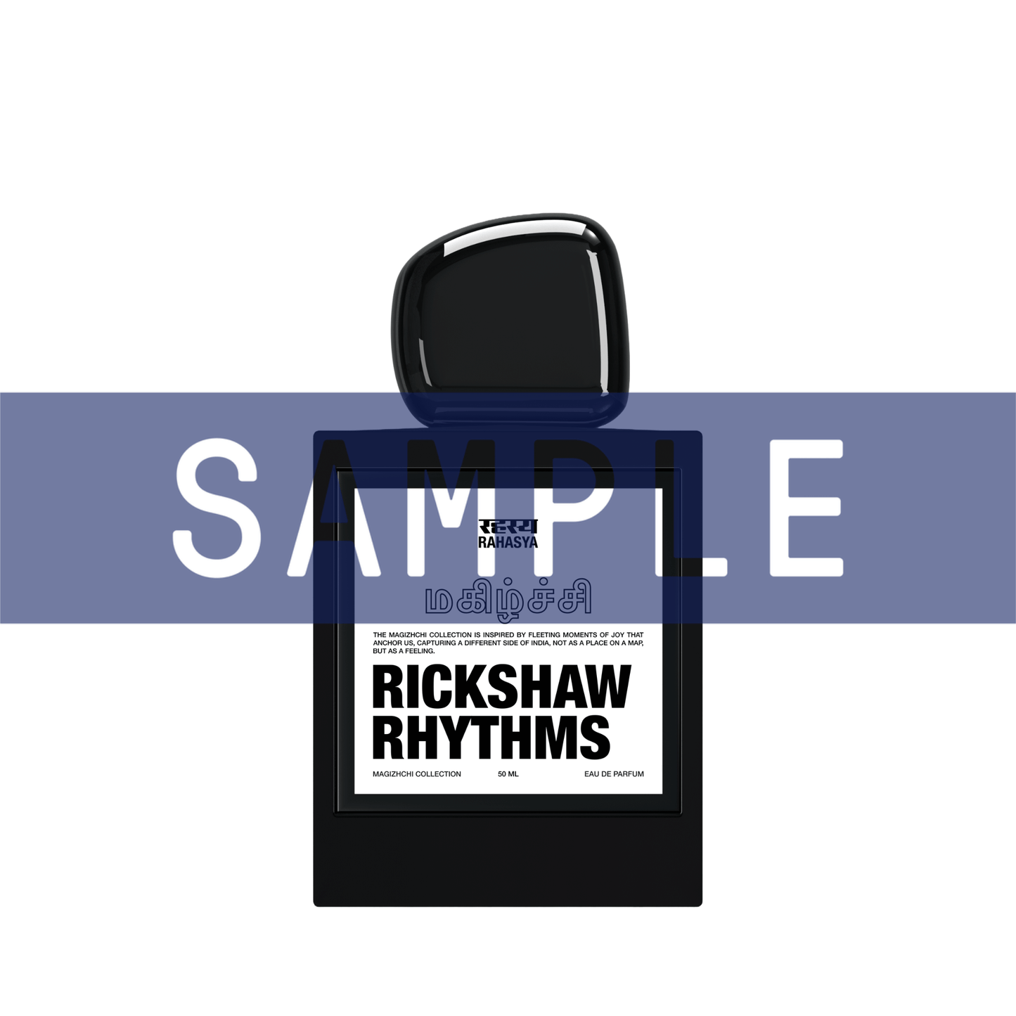 Primary Image of Sample - Rickshaw Rhythyms EDP black perfume bottle with white label