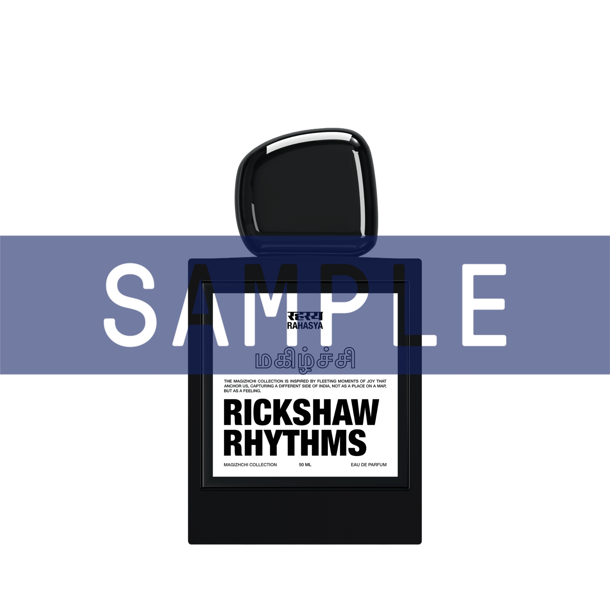 Primary Image of Sample - Rickshaw Rhythyms EDP black perfume bottle with white label