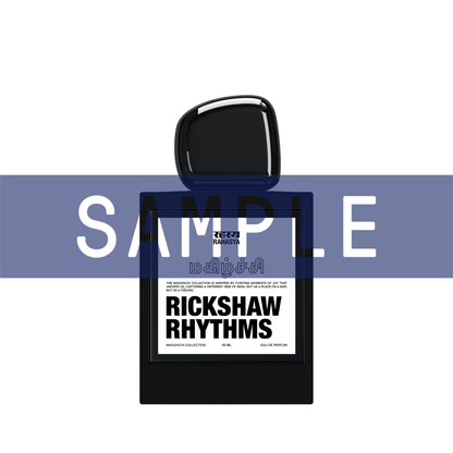 Primary Image of Sample - Rickshaw Rhythyms EDP black perfume bottle with white label