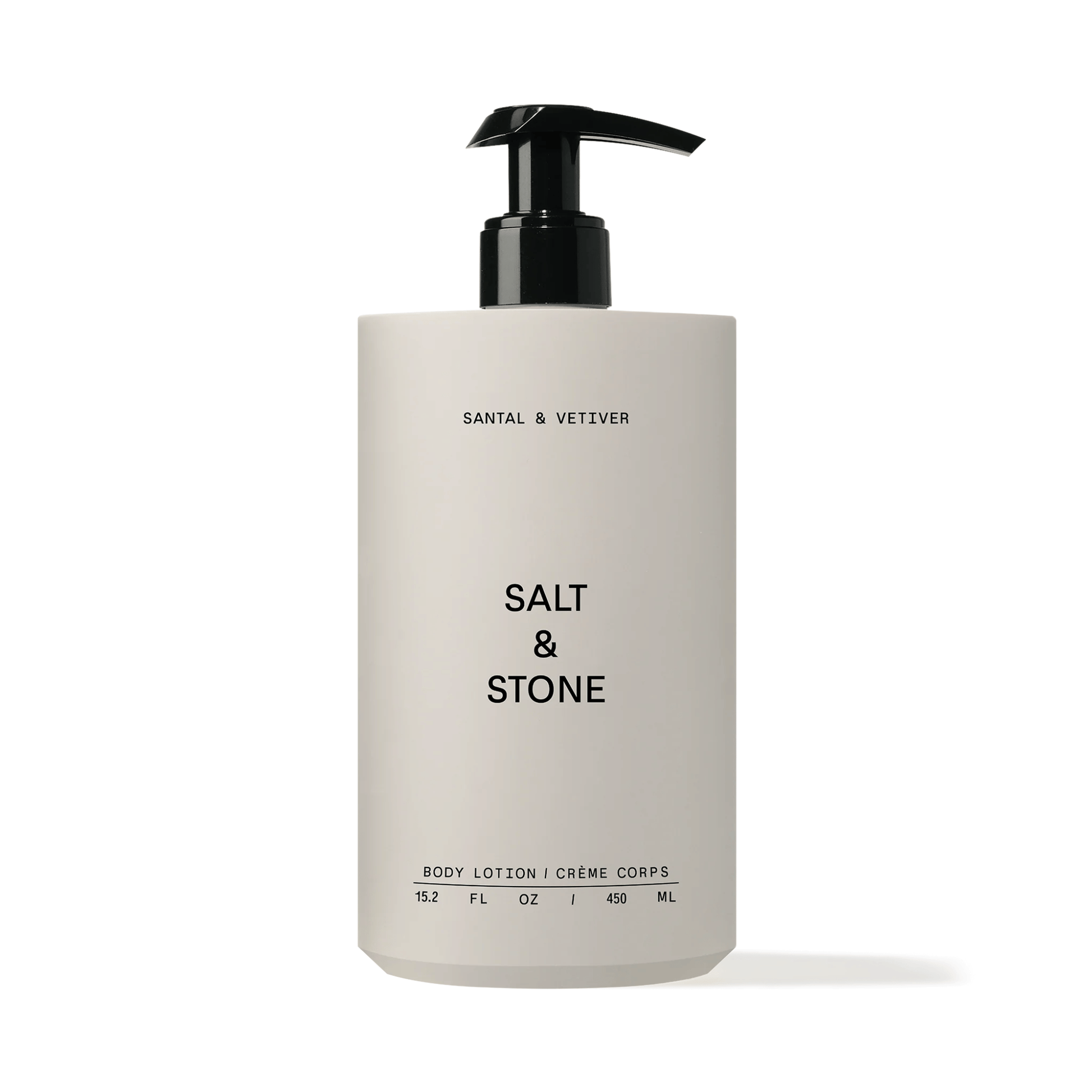 Primary Image of Santal and Vetiver Body Lotion, round lotion bottle with pump