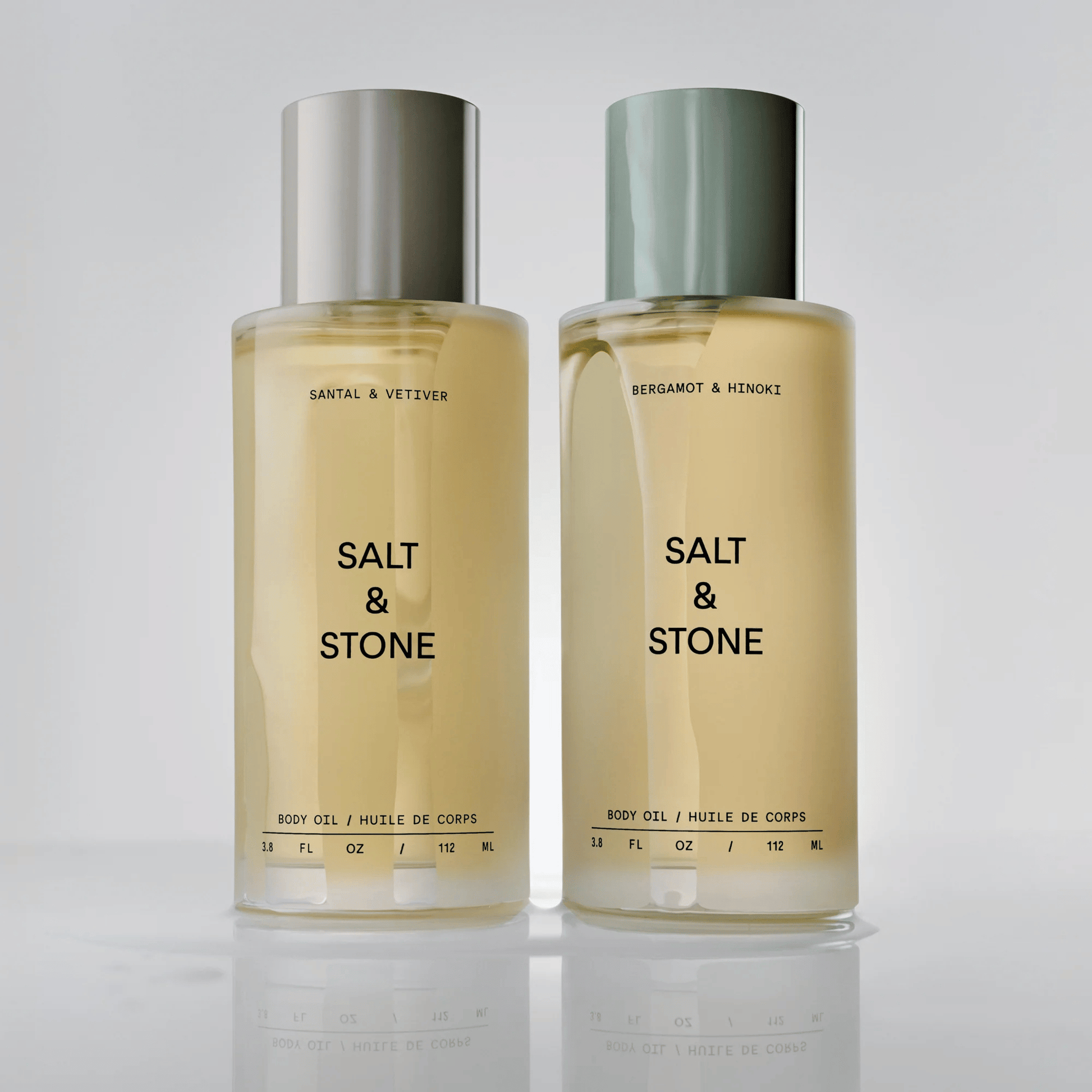 Atlernate Image of Salt & Stone Body Oil, frosted glass body oil bottle