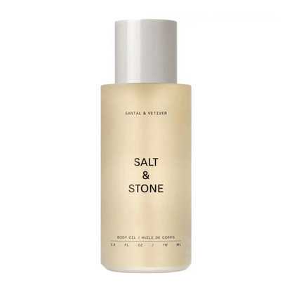 Primary Image of Santal and Vetiver Body Oil, frosted glass body oil bottle