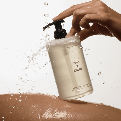Alternate Image of Salt & Stone Body Wash, round plastic bottle with pump and water splashes