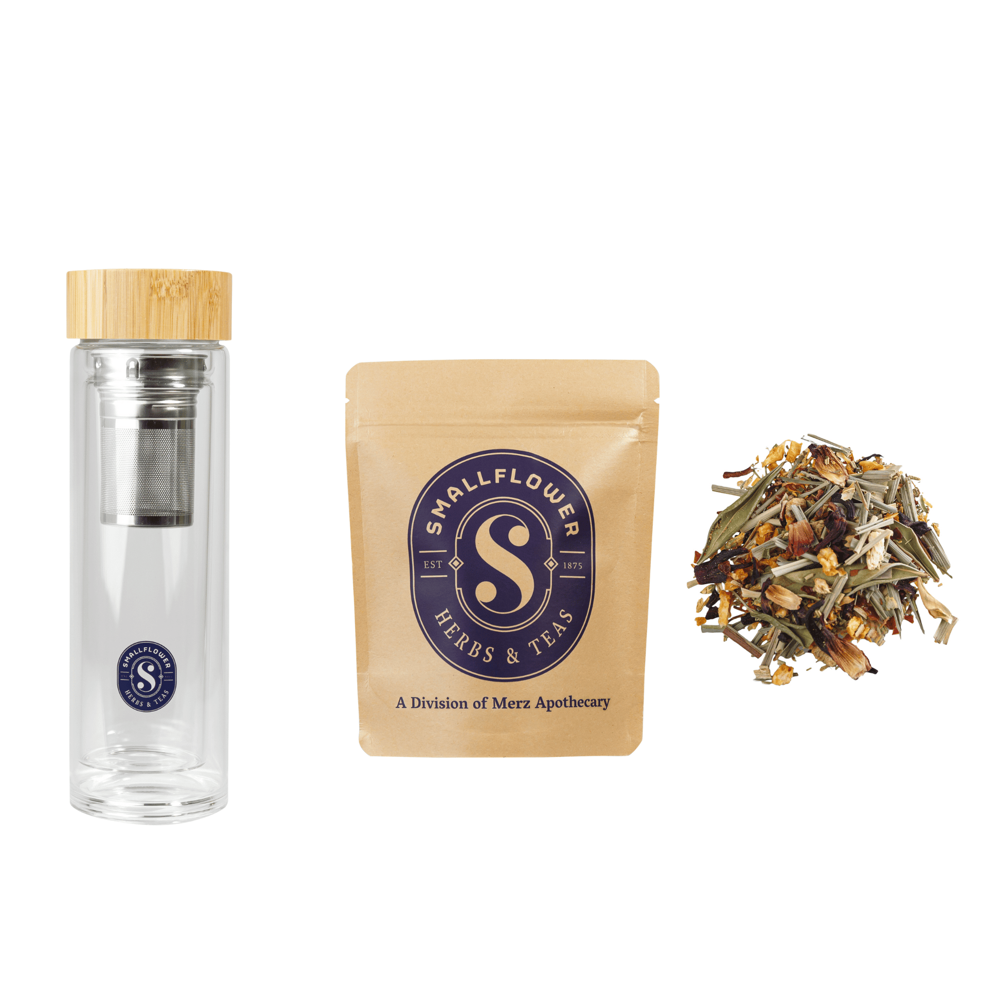 Primary Image of Sunshine Tea and Glass Tumbler Gift Set, loose tea with tumbler and tea packaging