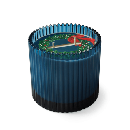 Primary Image of Home for the Holidays Roland Pine Blue Ribbed Candle