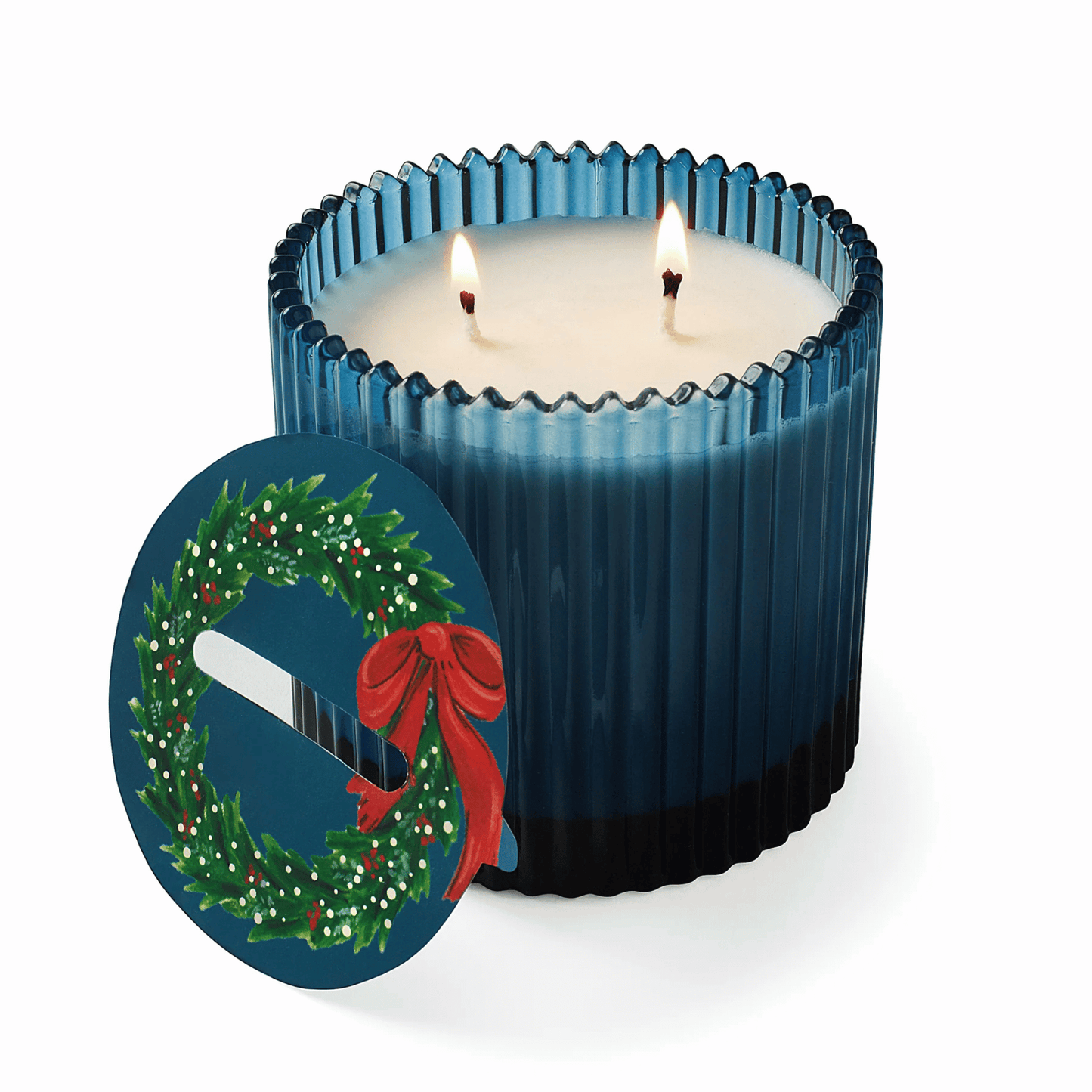 Alternate Image of Home for the Holidays Roland Pine Blue Ribbed Candle