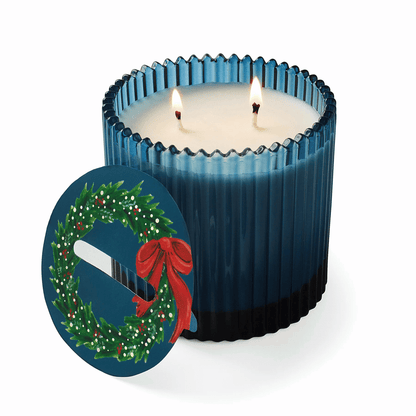Alternate Image of Home for the Holidays Roland Pine Blue Ribbed Candle