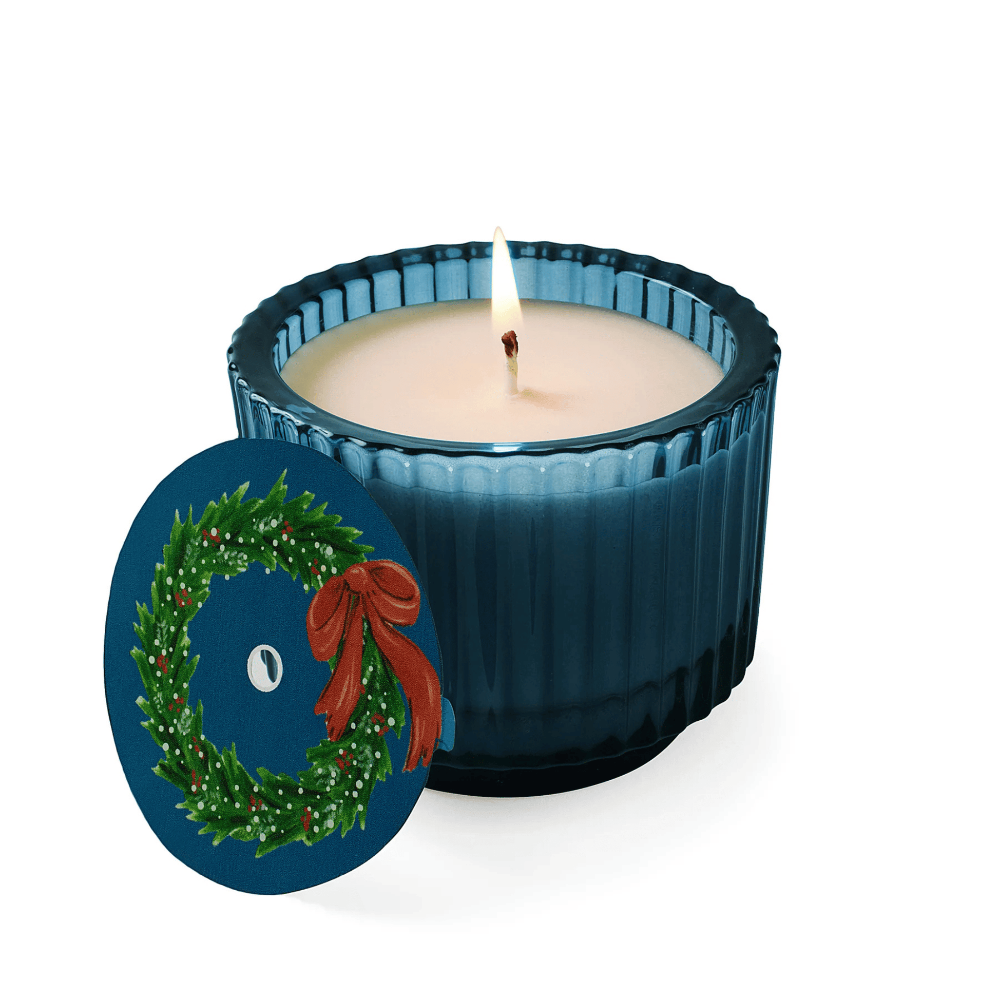 Alternate Image of Home for the Holidays Roland Pine Blue Ribbed Candle