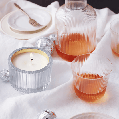 Alternate Image of Roland Pine Silver & Gold Single-Wick Ribbed Glass Soy Candle