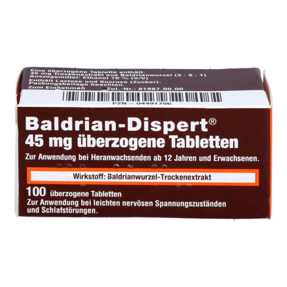 Primary Image of Baldrian Dispert, brown supplement box with German writing