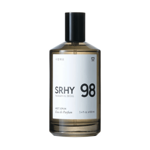 Front view of SRHY 98 Meet Joplin Eau de Parfum bottle showcasing its white label on a white background
