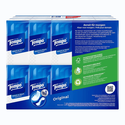Alternate Image of Tempo Tissues 30 pack, blue and white wrapped case of 30 packs of tempo tissues