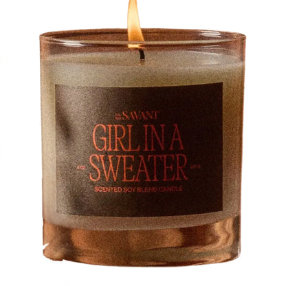 Primary Image of Girl In A Sweater Candle, candle with red label
