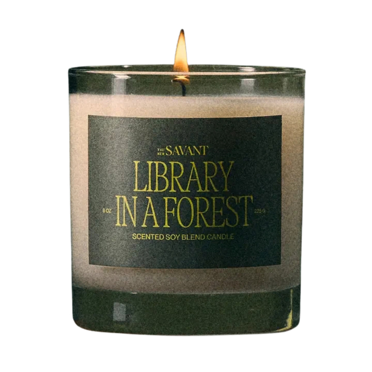 Primary Image of Library In A Forest Candle, candle with dark green label