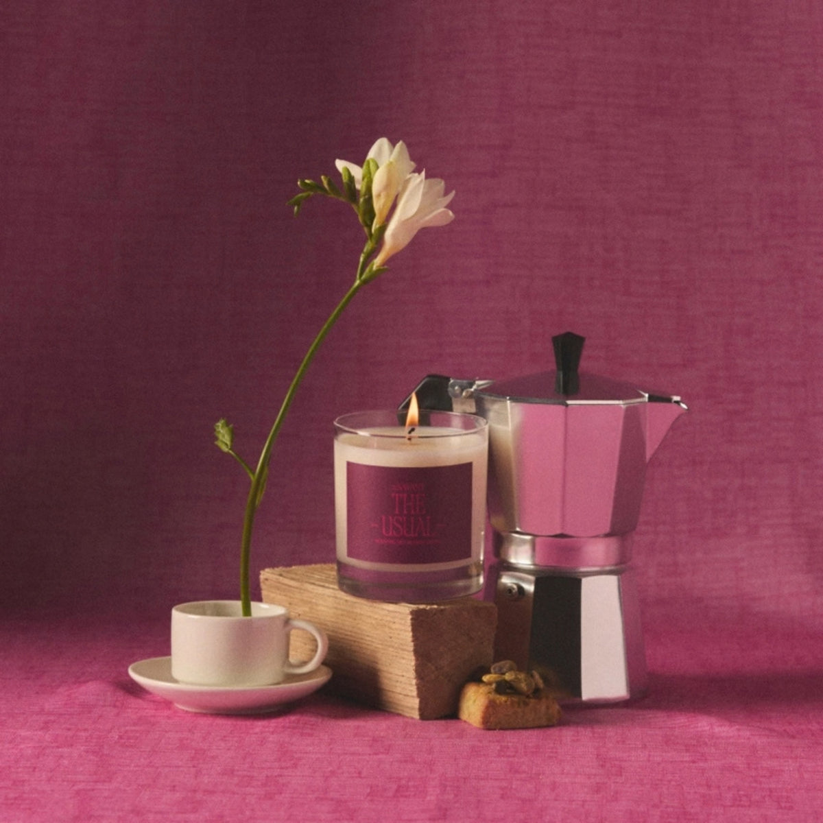 Alternate Image of The Usual Candle, candle with burgundy label