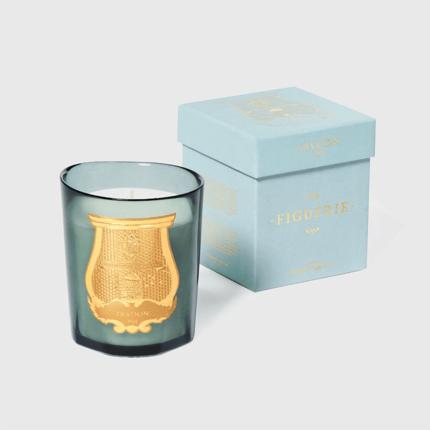 Alternate image of Trudon Figuerie Candle, blue vessel with gold label