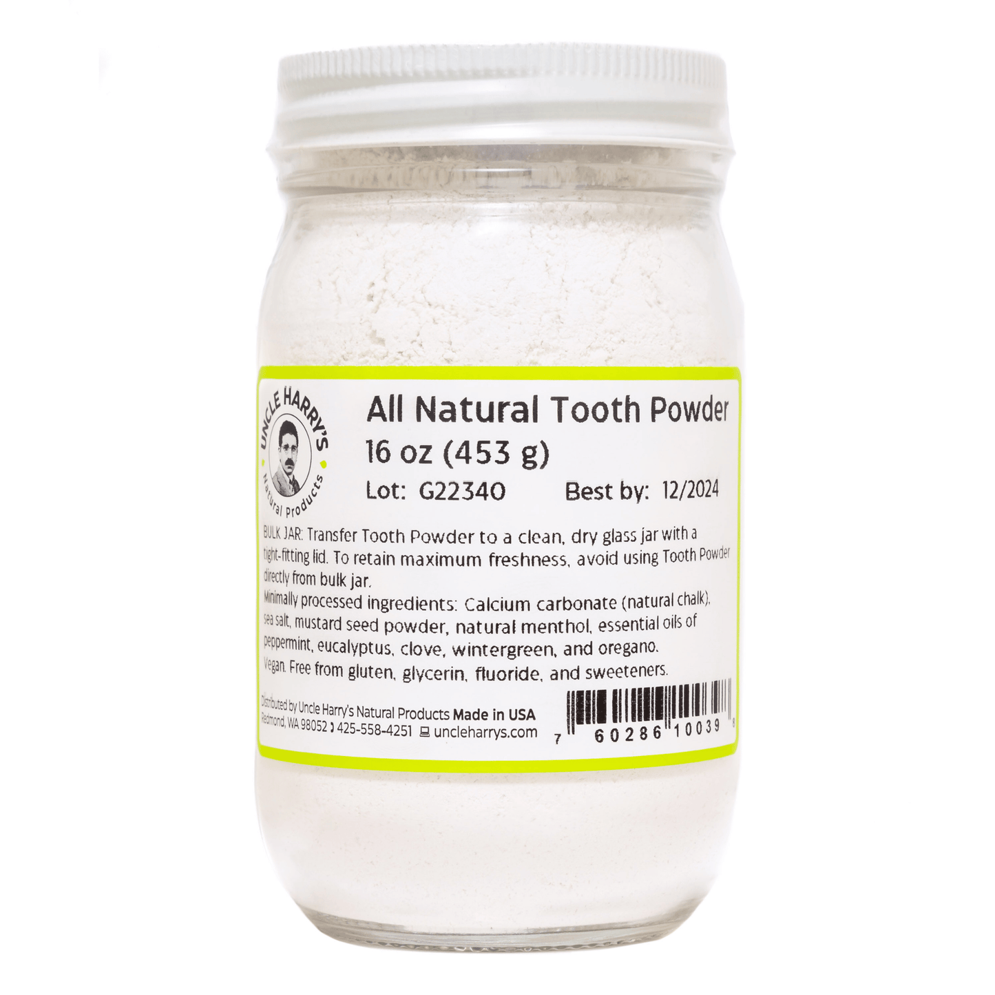 Primary Image of Tooth Powder, clear jar with white label