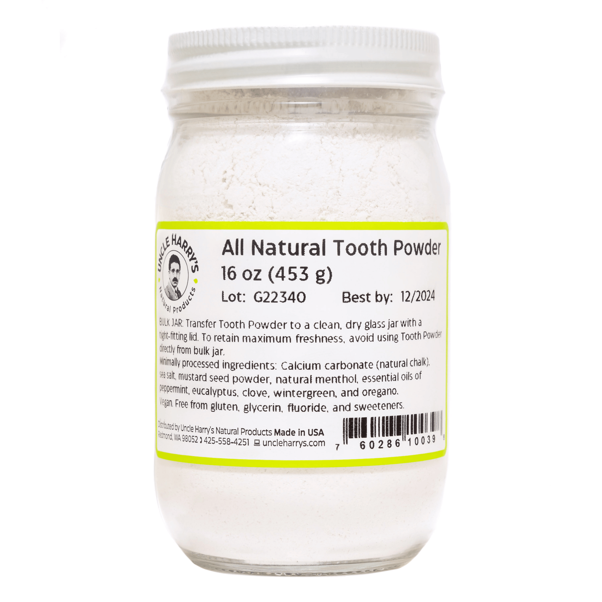Primary Image of Tooth Powder, clear jar with white label